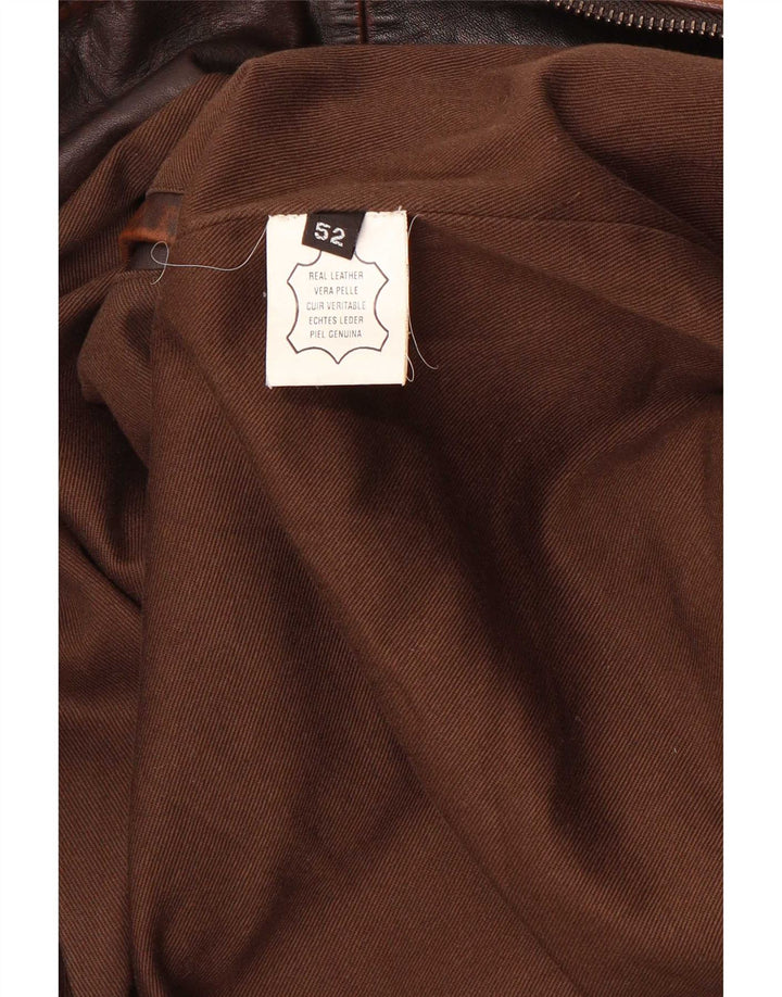veste en cuir bomber homme vintage IT 52 Grand Marron
