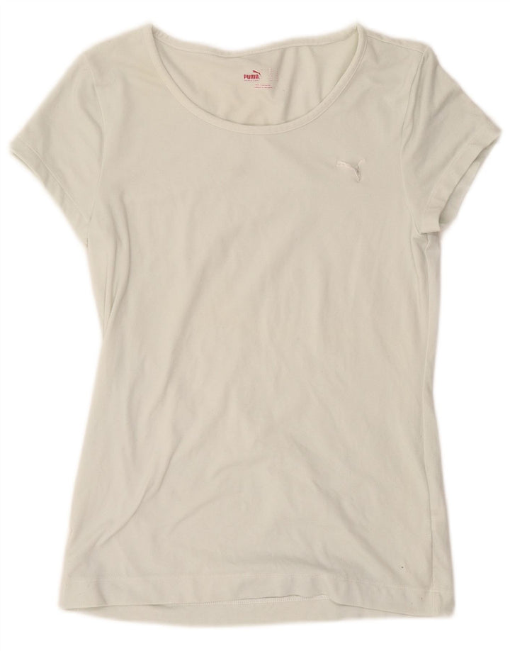 PUMA T-Shirt Femme UK 14 Large Blanc Nylon