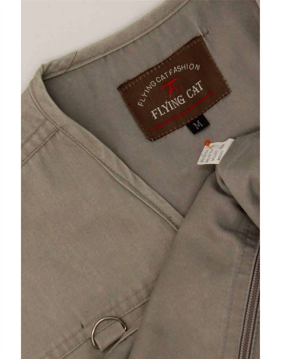 vintage Mens Utility Gilet UK 38 Coton Gris Moyen