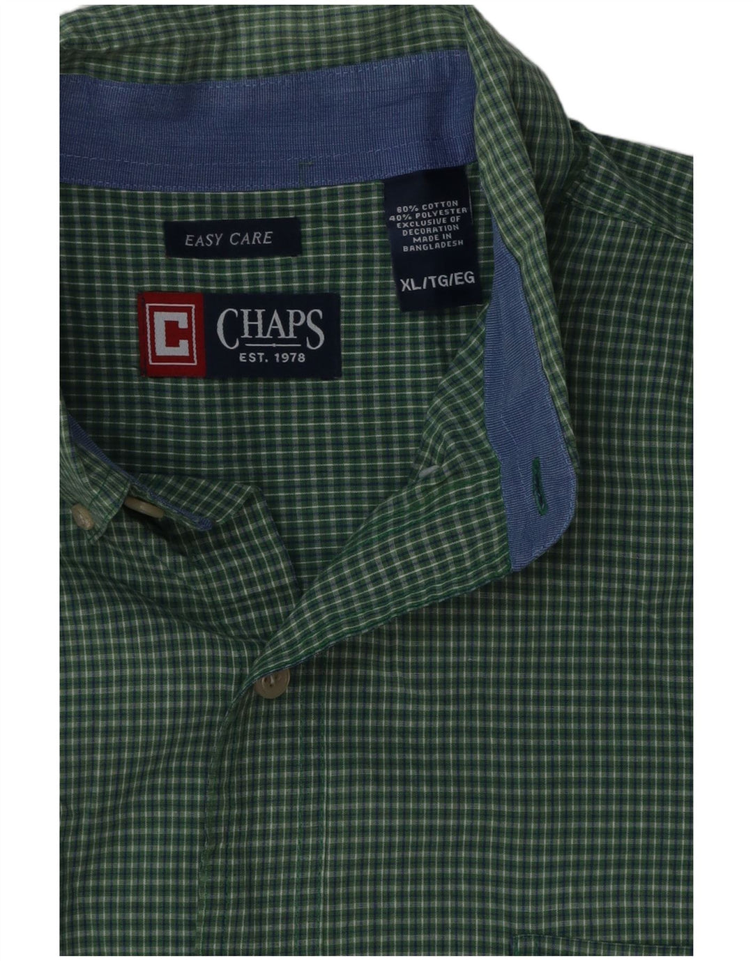 Chaps Chemise Homme Easy Care XL Vert à Carreaux Coton