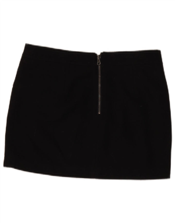 Benetton Mini Jupe Femme IT 42 Medium W30 Laine Noir