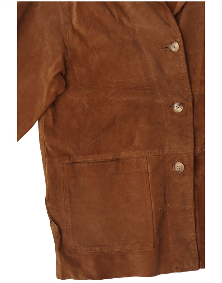 VINTAGE Veste en daim femme UK 14 Grand Marron