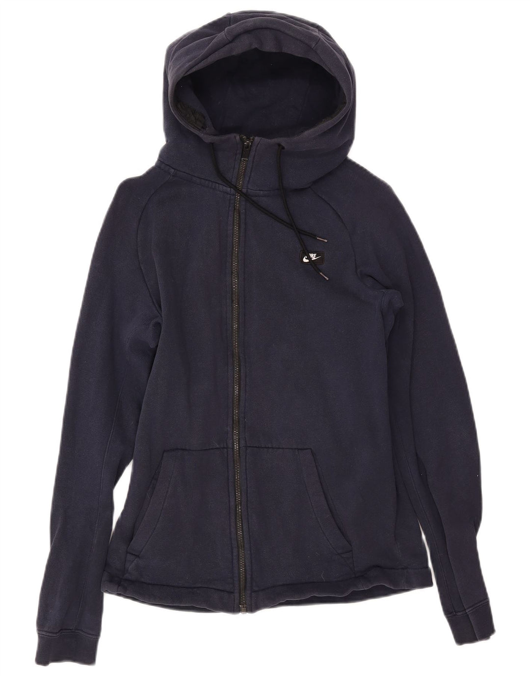 NIKE Pull à capuche zippé pour femme UK 10 Petit coton bleu marine