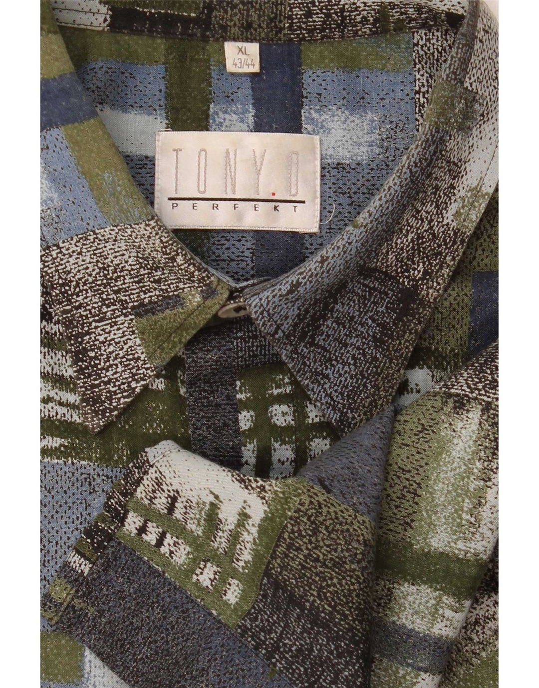 vintage Chemise à manches courtes pour hommes XL Patchwork vert