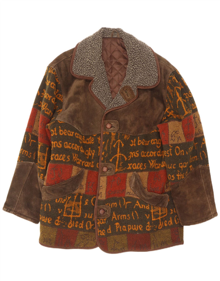C & A Manteau ample en daim pour homme UK 38 Marron moyen Patchwork Cuir