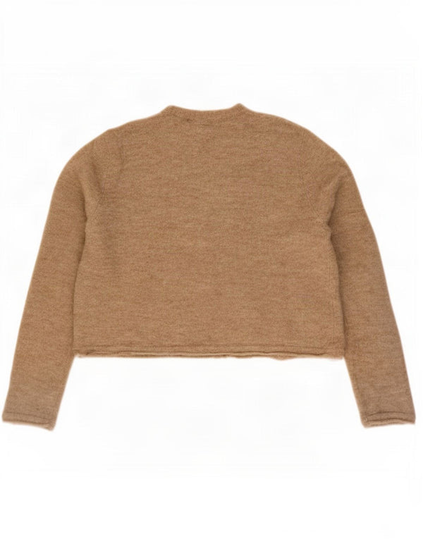 Zara Womens Crop Oversize Cardigan Pull UK 10 Petit Beige Polyamide