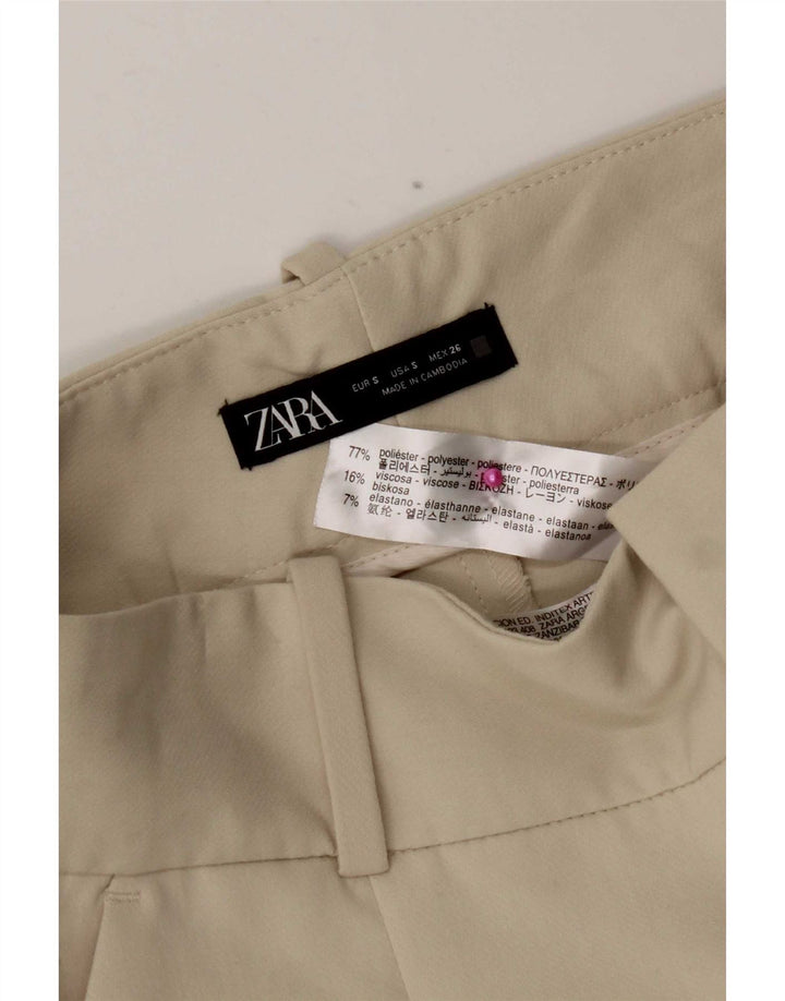 Zara Pantalon De Costume Fuselé Femme Petit W26 L27 Polyester Blanc Cassé