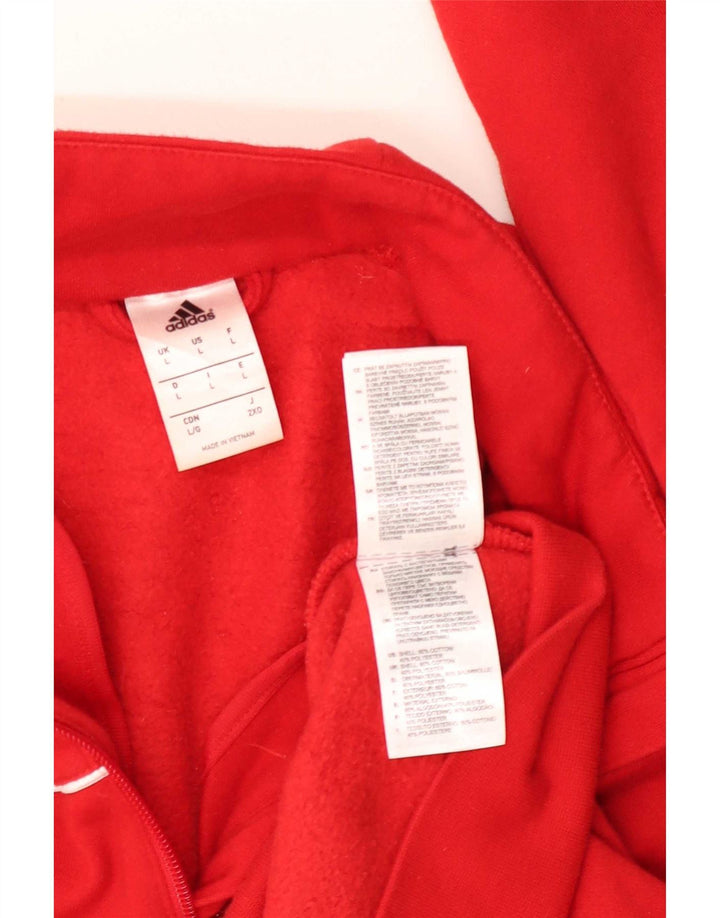 Adidas Mens Zip Neck Sweatshirt Jumper Grand Rouge Coton