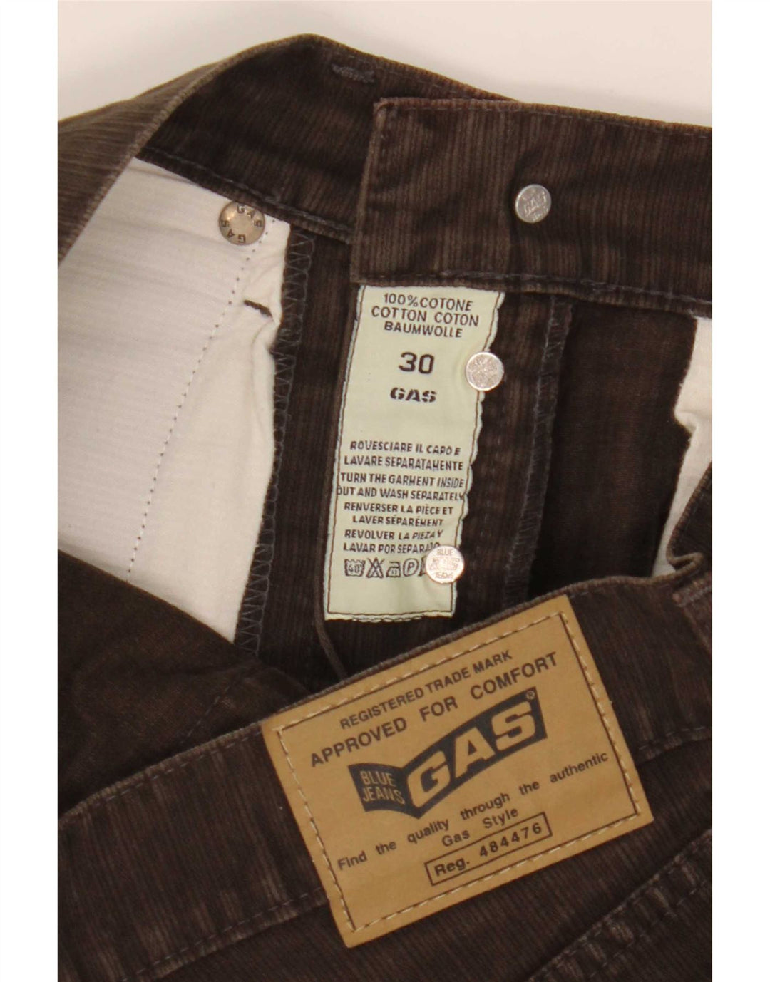 Gas Jean droit homme W30 L32 marron coton