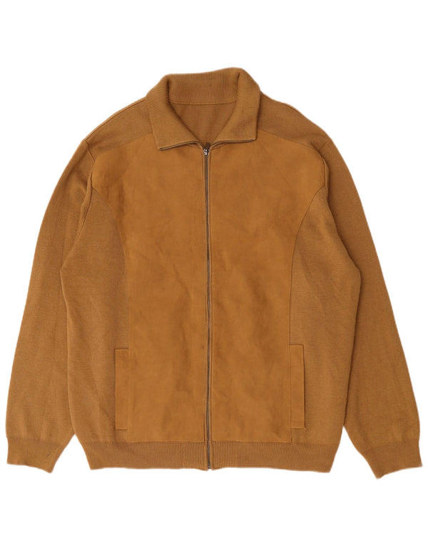 vintage Homme Cardigan Pull XL Beige Laine Mérinos