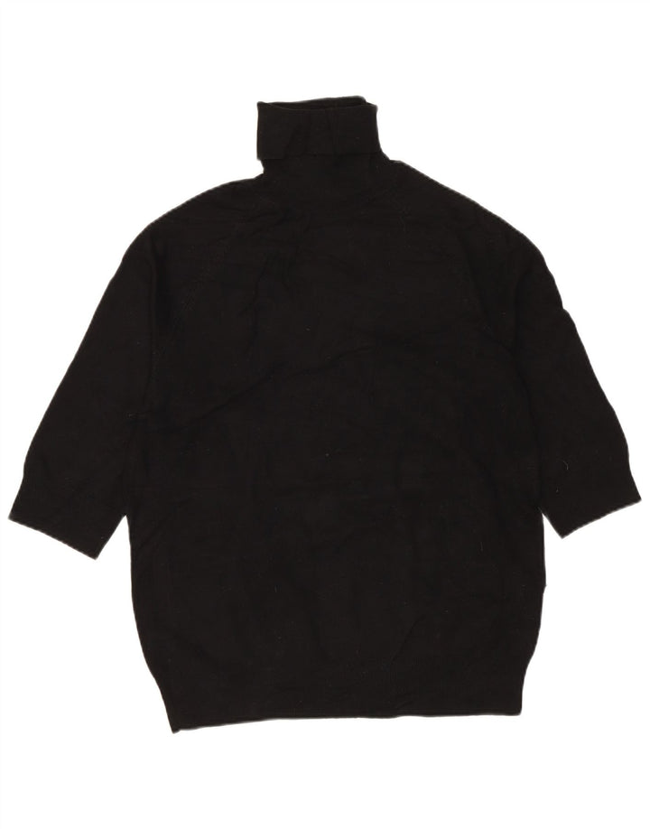 ZARA Pull à manches 3/4 et col roulé pour femme UK 12 Medium Noir Viscose