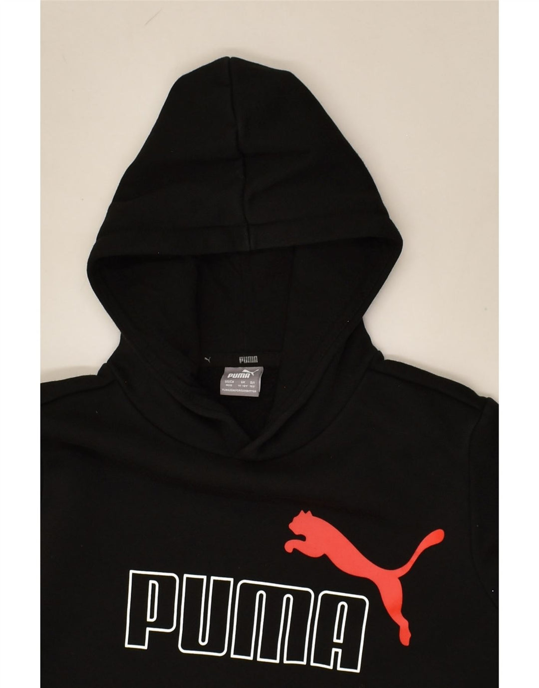 PUMA Boys Graphic Hoodie Jumper 11-12 Years Black Cotton | Vintage Puma | Thrift | Second-Hand Puma | Used Clothing | Messina Hembry 