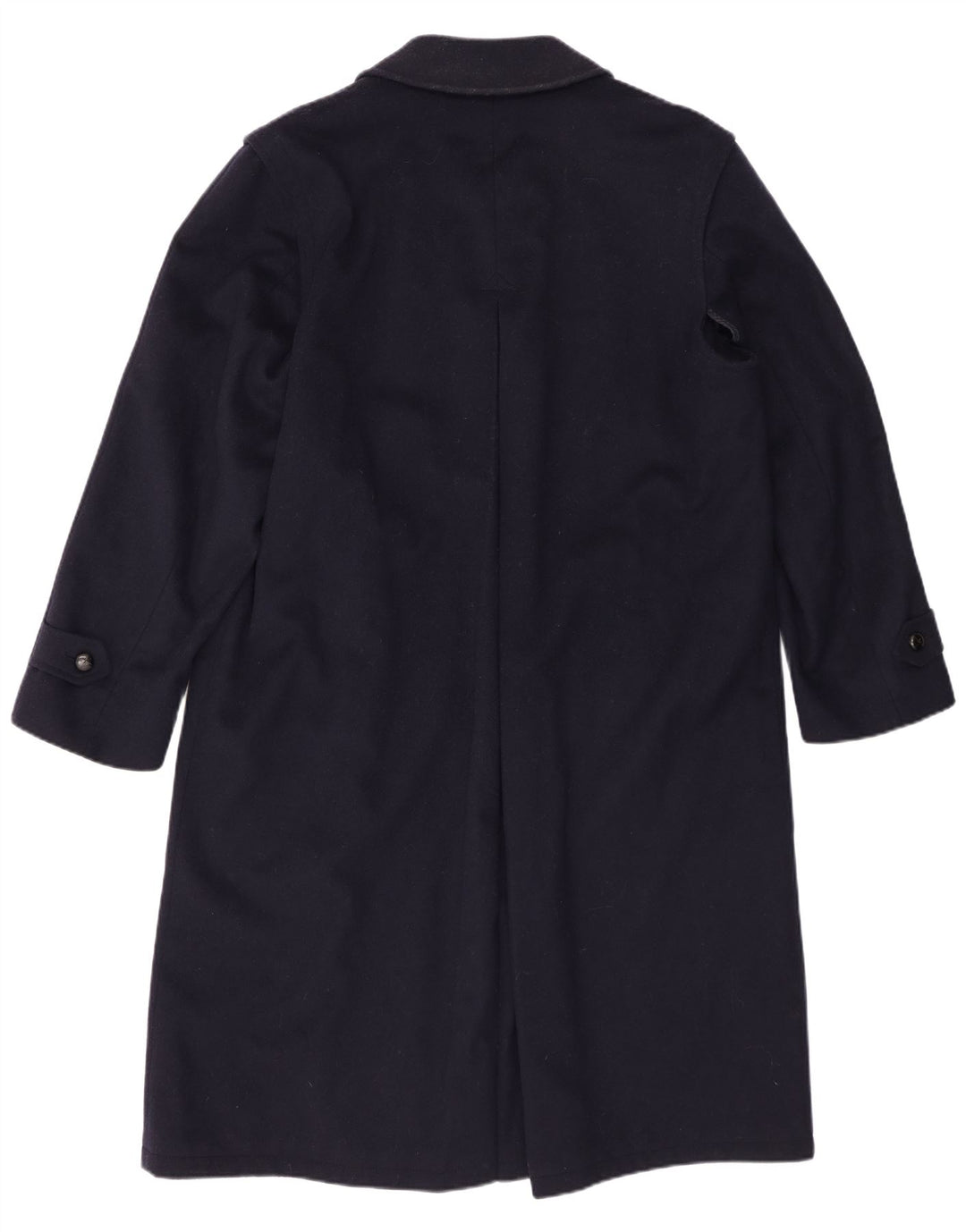 vintage Mens Loose Fit Overcoat IT 46 Petite laine bleu marine