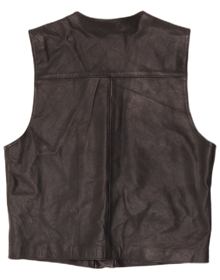 gilet en cuir homme vintage IT 52 Grand cuir noir