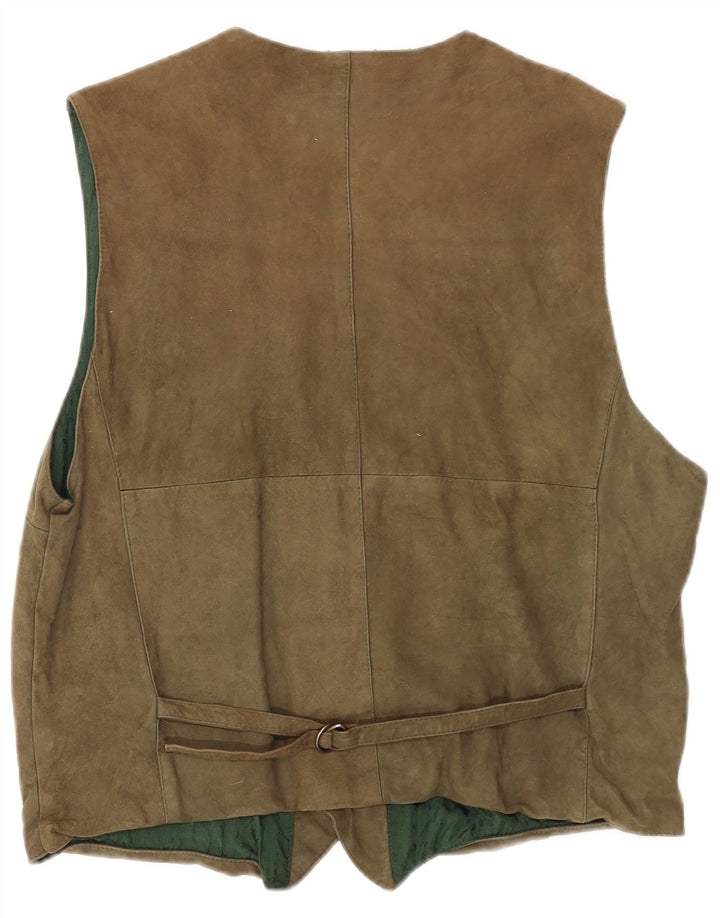 gilet en daim homme vintage IT 50 cuir kaki moyen