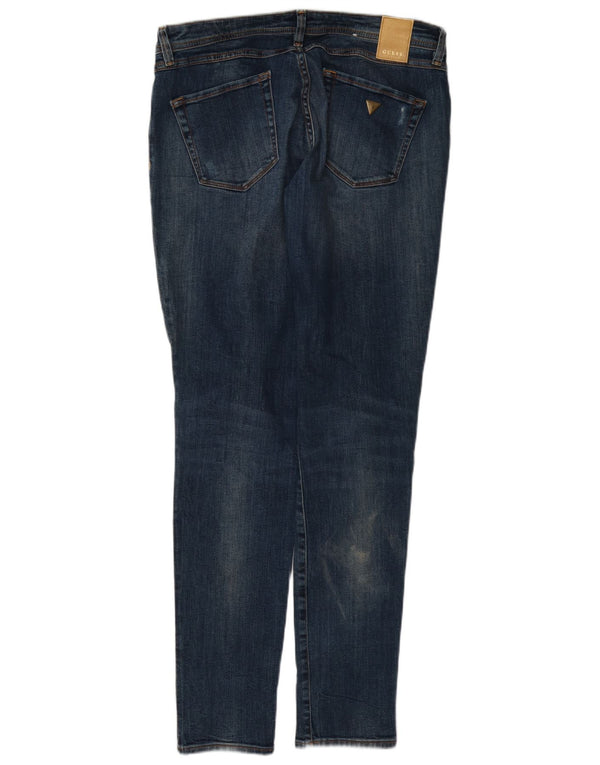 Guess Femme Starlet Jean skinny bas en détresse W30 L32 Bleu Coton