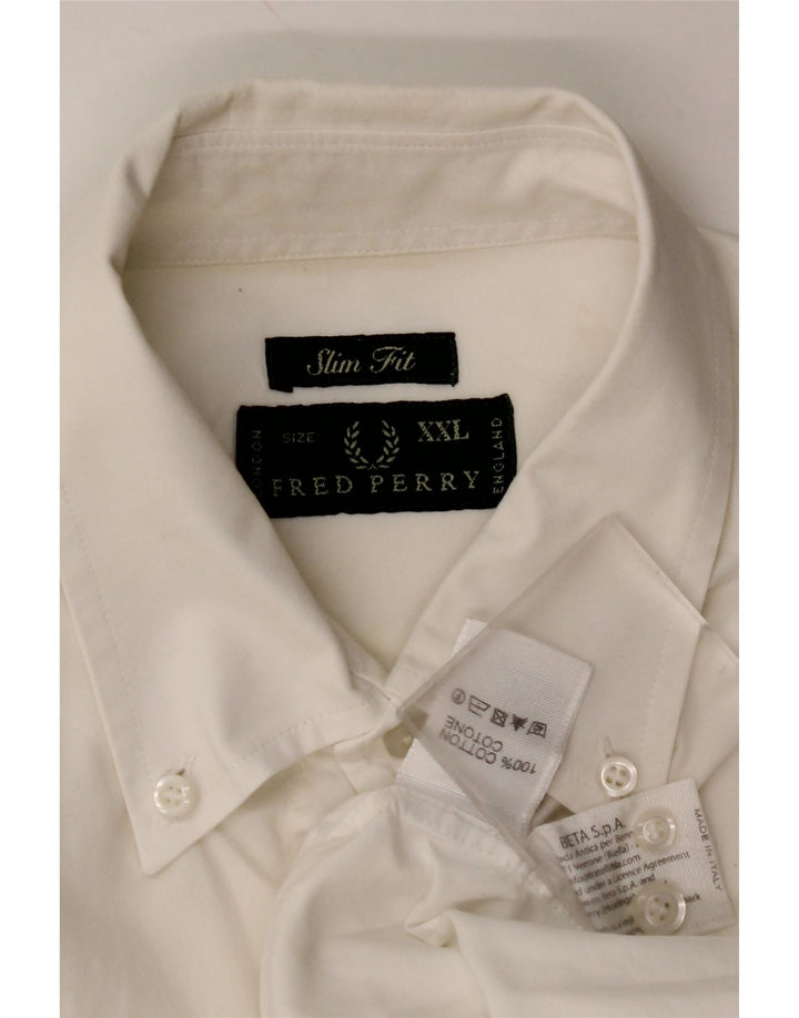 FRED PERRY Chemise Slim Fit Homme 2XL Coton Blanc