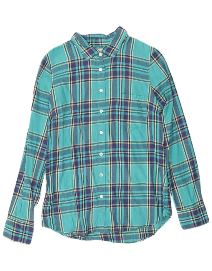 J. Crew Chemise en flanelle pour femme UK 10 Petit coton à carreaux turquoise