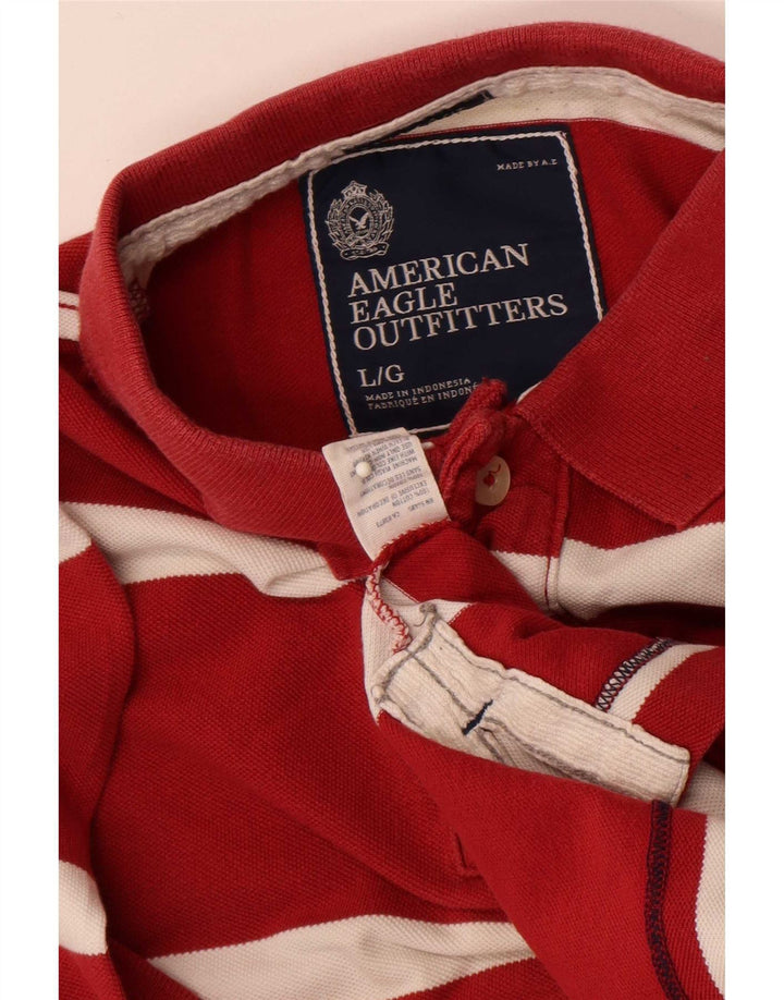 American Eagle Polo à manches courtes pour homme, coupe régulière, grandes rayures rouges