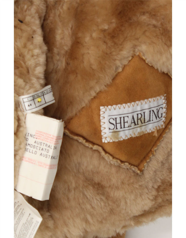vintage Femme Loose Fit Shearling Manteau IT 44 Moyen Beige Shearling