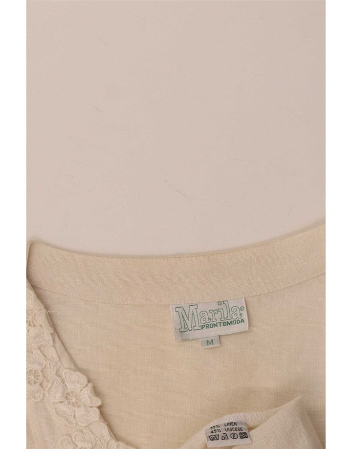 Marila Robe droite sans manches pour femme UK 14 Lin blanc moyen