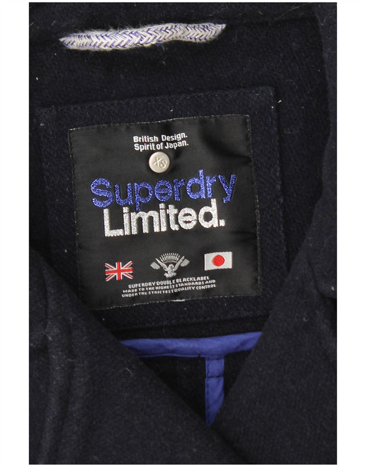 Superdry Manteau Double Boutonnage Femme UK 6 XS Bleu Marine Laine
