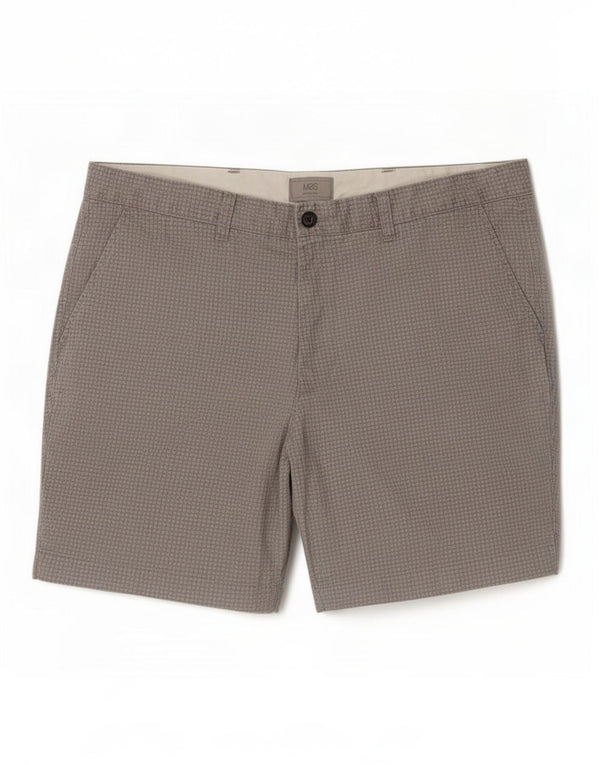 Marks & Spencer Short Chino Homme XL W38 Gris Géométrique Coton