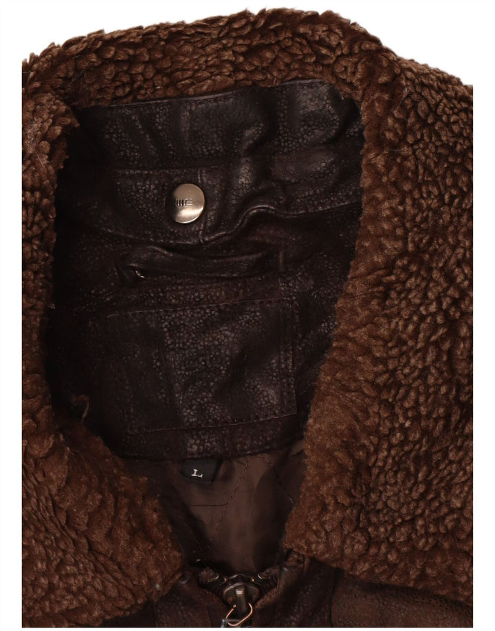 veste en cuir homme vintage UK 40 Grand cuir marron classique