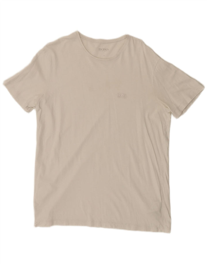 Hugo Boss Homme T-Shirt Top Coton Blanc Moyen