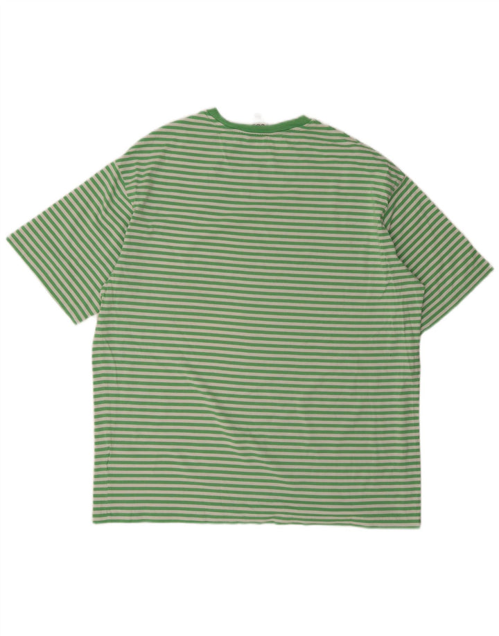 Cos T-Shirt Homme Top Vert Moyen Rayé Coton