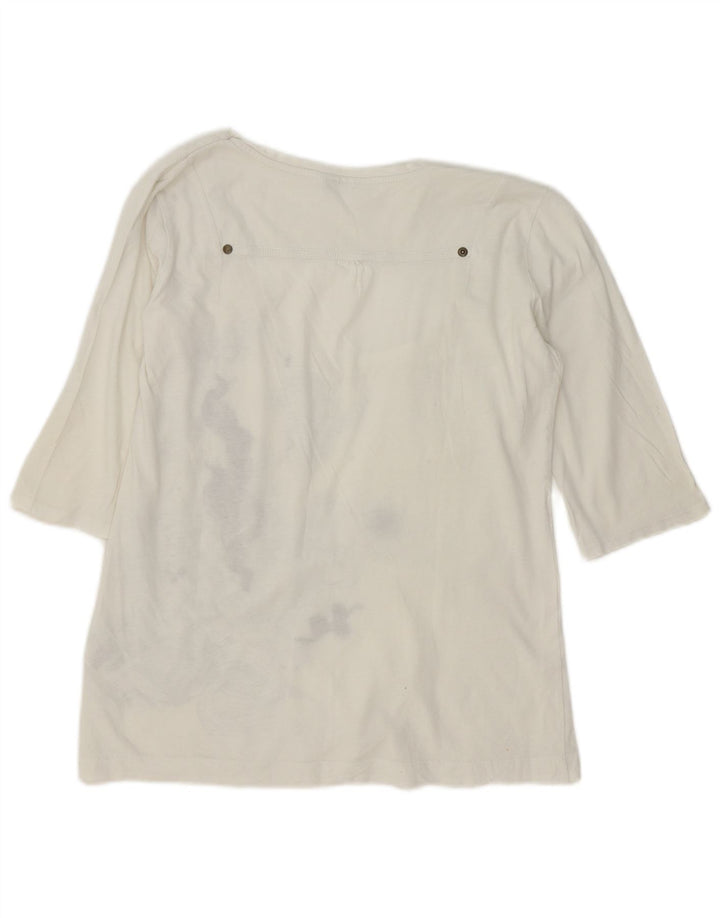 Lee Haut Femme Manches 3/4 UK 16 Grand Coton Blanc