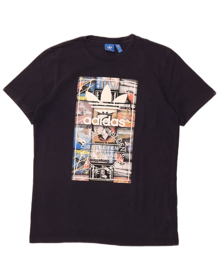 Adidas T-Shirt Graphique Homme Bleu Marine Moyen Coton
