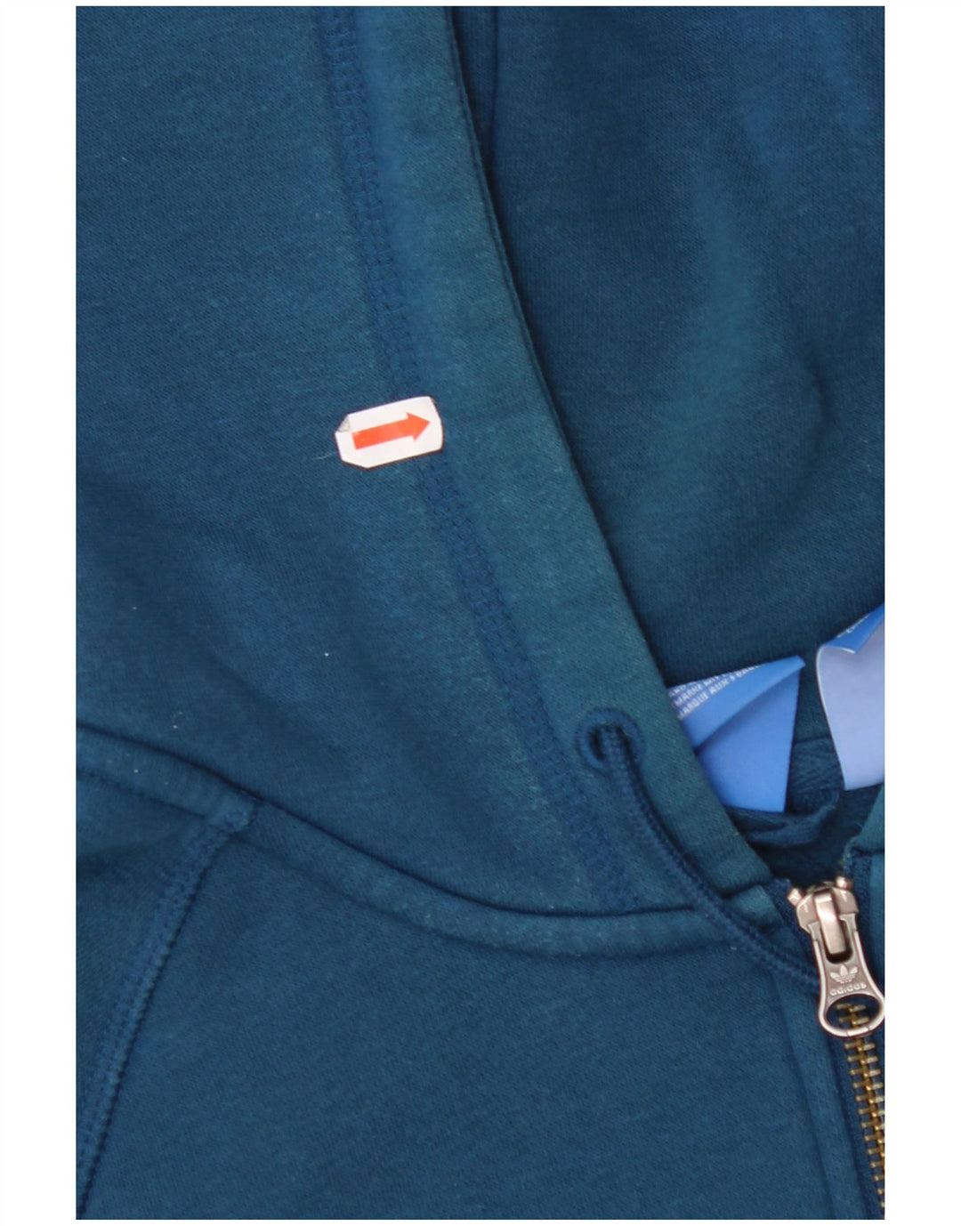 ADIDAS Pull à capuche zippé graphique pour femme UK 10 Petit coton bleu