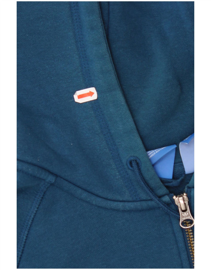 ADIDAS Pull à capuche zippé graphique pour femme UK 10 Petit coton bleu