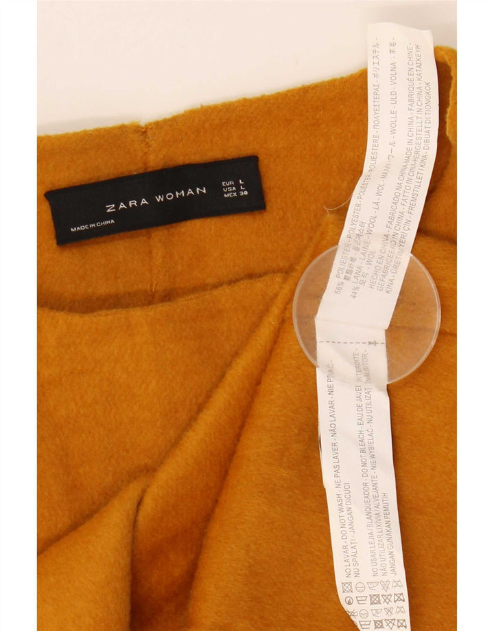 Zara Manteau court à double boutonnage pour femme UK 14 Large Jaune Polyester