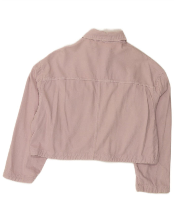 Zara Veste en jean courte surdimensionnée pour femme UK 6 XS Coton rose