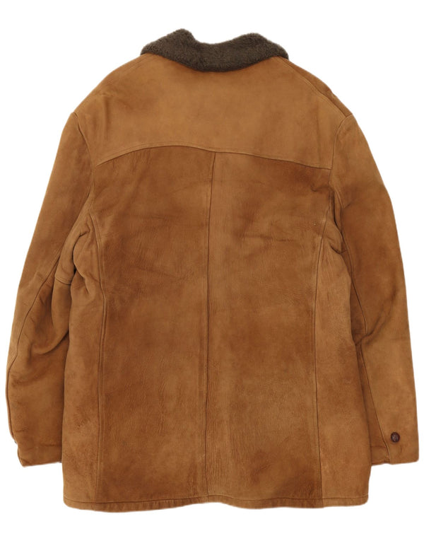 veste en peau de mouton vintage pour hommes UK 38 Brun moyen
