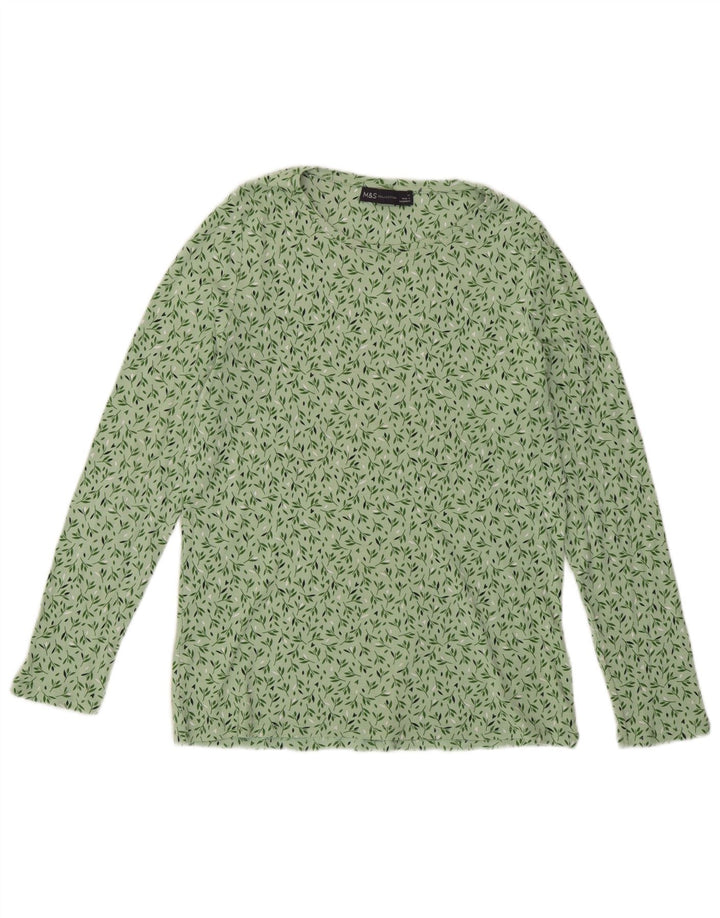 Marks & Spencer Haut à manches longues pour femme UK 44 Coton floral vert moyen