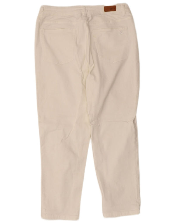 Joules Pantalon droit décontracté pour femme UK 16 Large W34 L25 Coton blanc