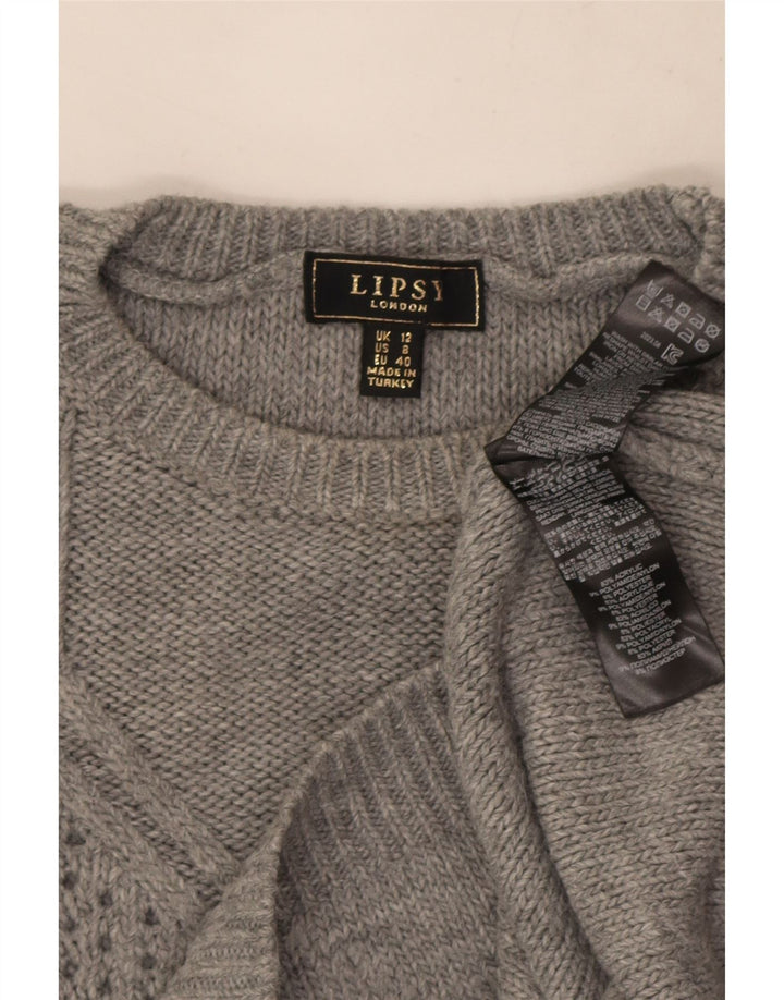 Lipsy Pull ras du cou pour femme UK 12 Gris moyen Acrylique