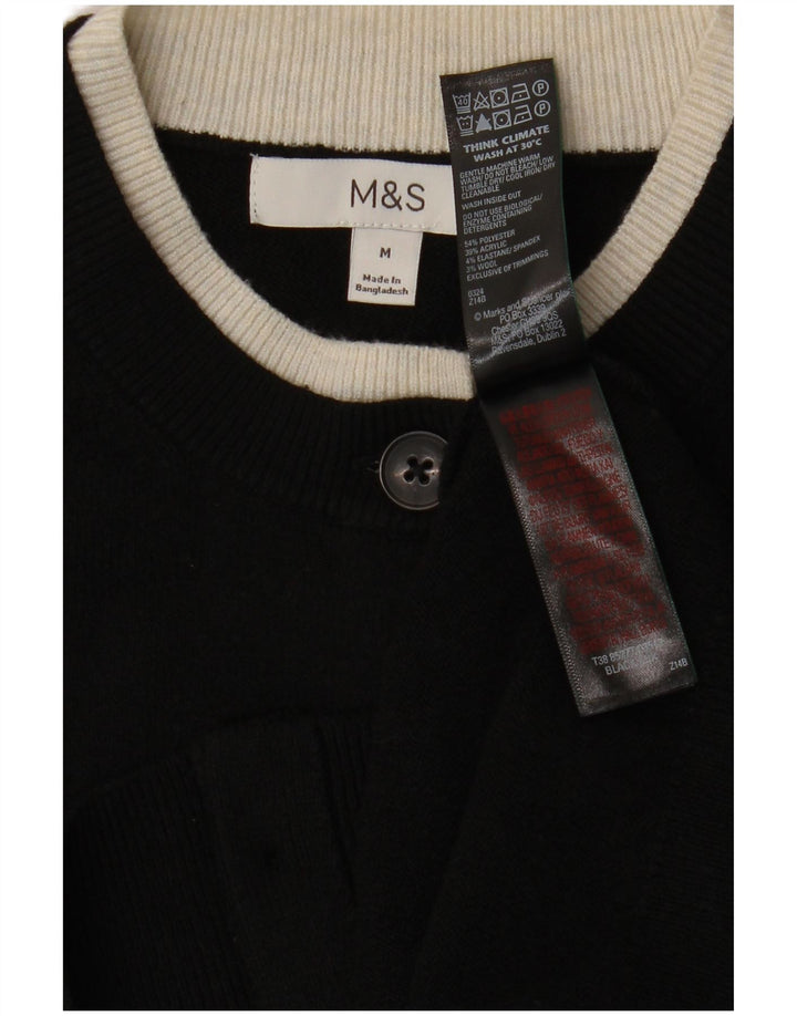 Marks & Spencer Pull Cardigan Femme UK 14 Moyen Noir Polyester