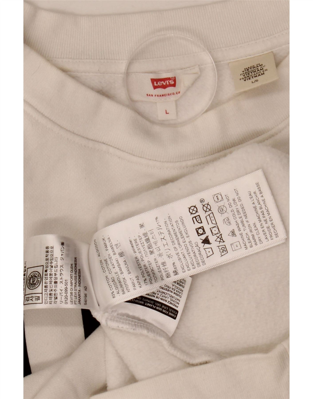 Levi's Sweat-shirt oversize Crop Graphic pour femme UK 14 Large Blanc