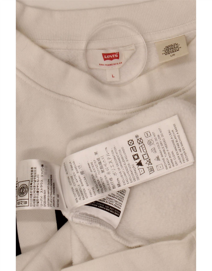 Levi's Sweat-shirt oversize Crop Graphic pour femme UK 14 Large Blanc