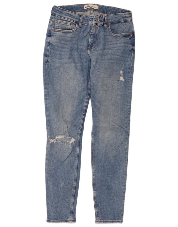 Zara Jean skinny effet vieilli pour femme EU 40 Medium W30 L28 Bleu