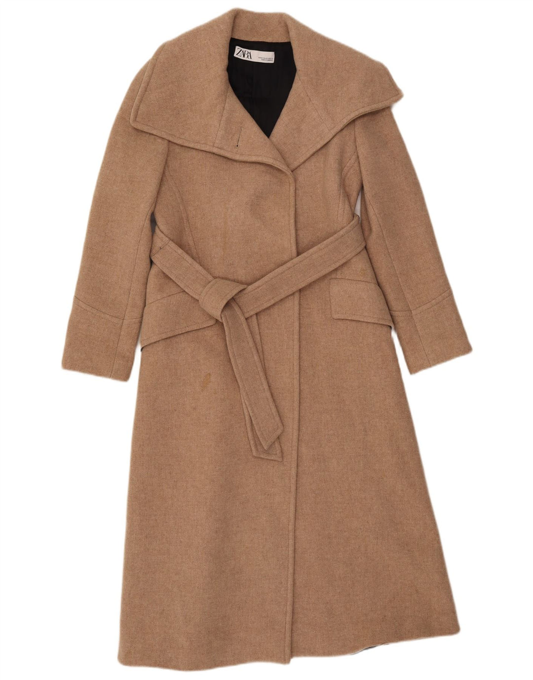 Zara Womens Loose Fit Pardessus UK 6 XS Beige