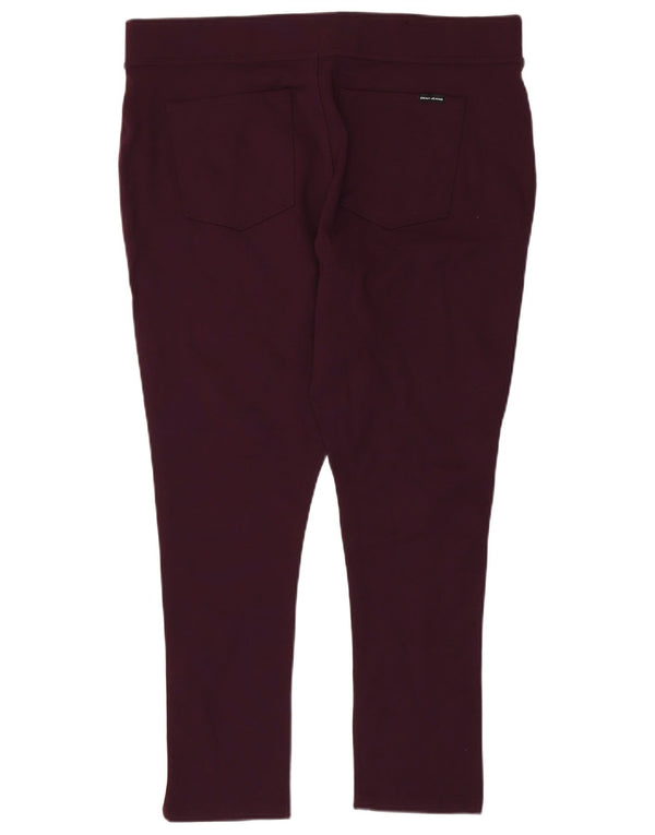 Dkny Womens Slim Fit Casual Trousers XL W38 L28 Purple Rayon