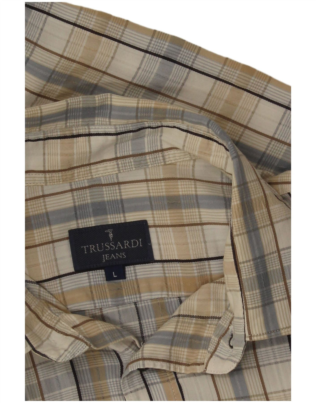 Trussardi Jeans Chemise Homme Grand Carreau Beige