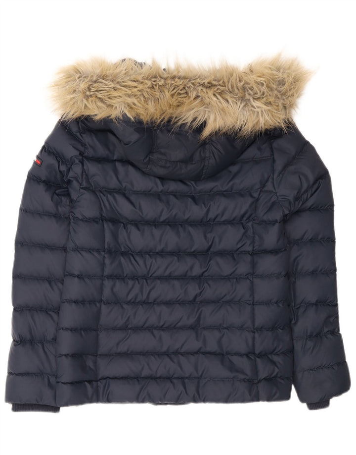Tommy Hilfiger Veste matelassée à capuche pour femme UK 12 Bleu marine moyen Polyester