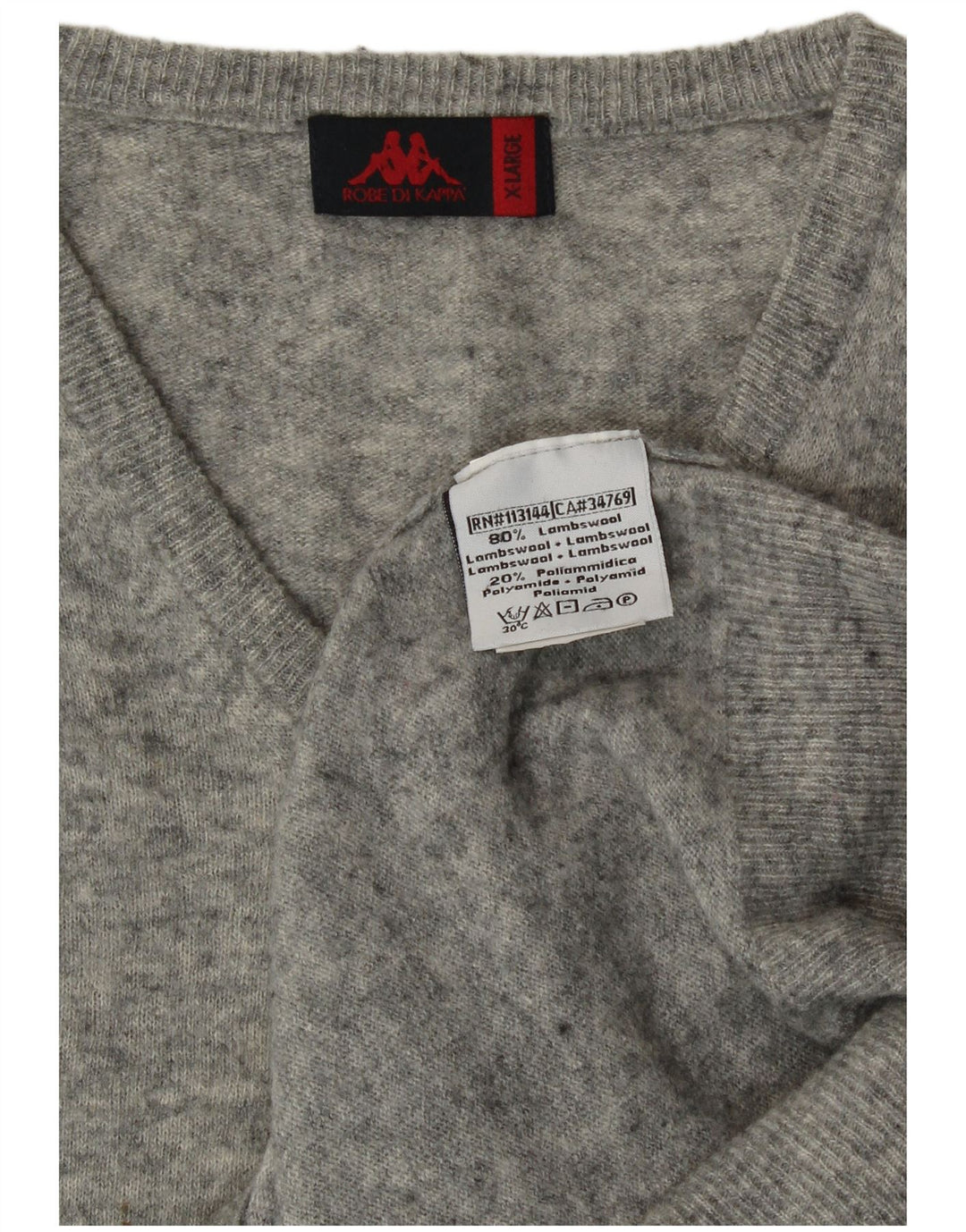 Kappa Pull Col V Homme XL Gris Laine d'Agneau