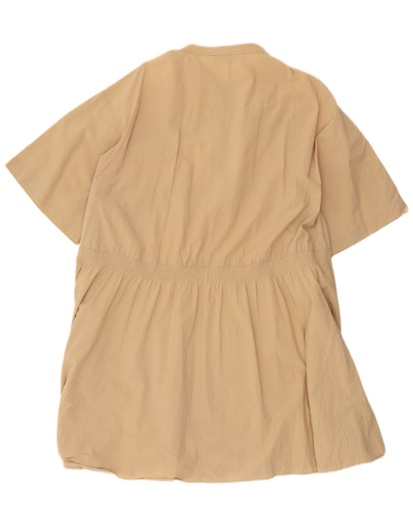 Zara Robe chemise surdimensionnée à manches courtes pour femme UK 16 Large Beige